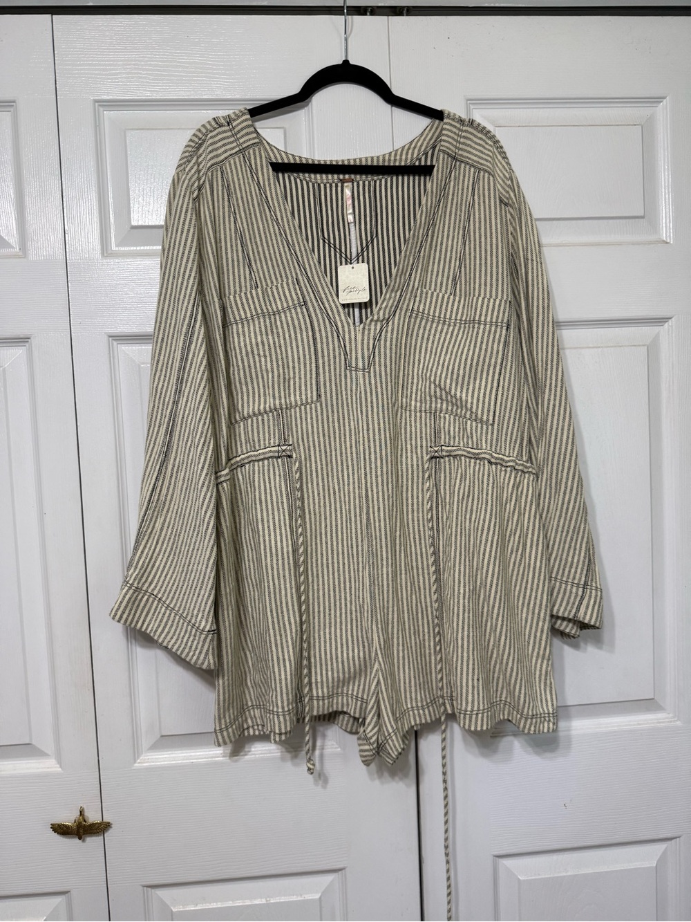 Free People Solstice Washed Shortall - boho romper large - Picture 3 of 5